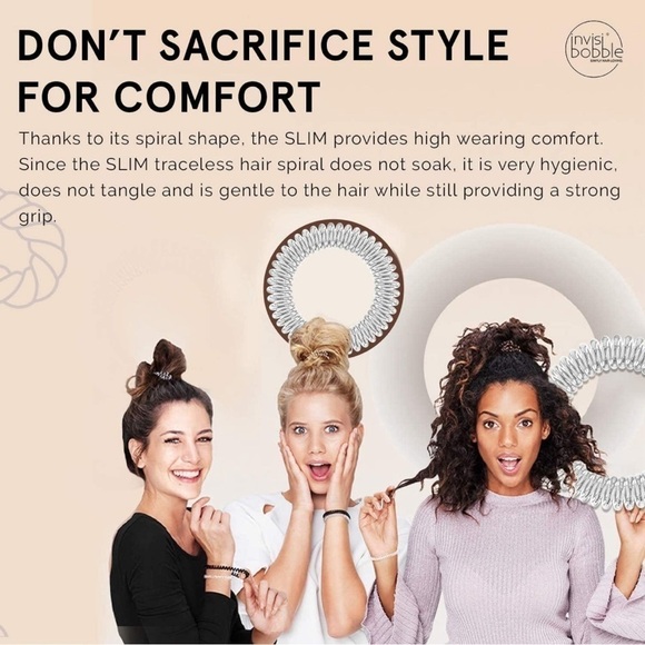 Invisibobble Slim Elegant Hair Ring Ties in Crystal Clear | NEW | 3 Pack - Picture 5 of 14